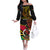 Personalised Vanuatu Unity Day Off The Shoulder Long Sleeve Dress 29 November Coat Of Arms With Flag Style LT14 Women Black - Polynesian Pride