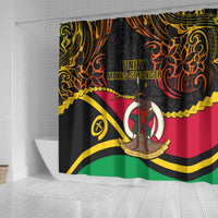 Vanuatu Unity Day Shower Curtain 29 November Coat Of Arms With Flag Style LT14 - Polynesian Pride