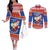 Personalized The Philippines Christmas Couples Matching Off The Shoulder Long Sleeve Dress and Long Sleeve Button Shirt Pilipinas Parol - Maligayang Pasko!