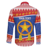 Personalized The Philippines Christmas Family Matching Off Shoulder Maxi Dress and Hawaiian Shirt Pilipinas Parol - Maligayang Pasko!