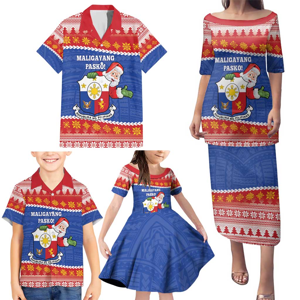 Personalized The Philippines Christmas Family Matching Puletasi and Hawaiian Shirt Pilipinas Parol - Maligayang Pasko!