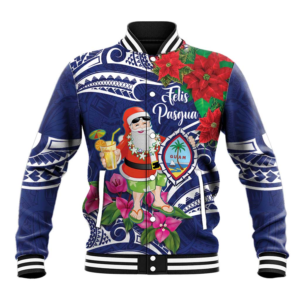 Guam Christmas Baseball Jacket Poinsettia With Bougainvillea - Felis Pasgua!