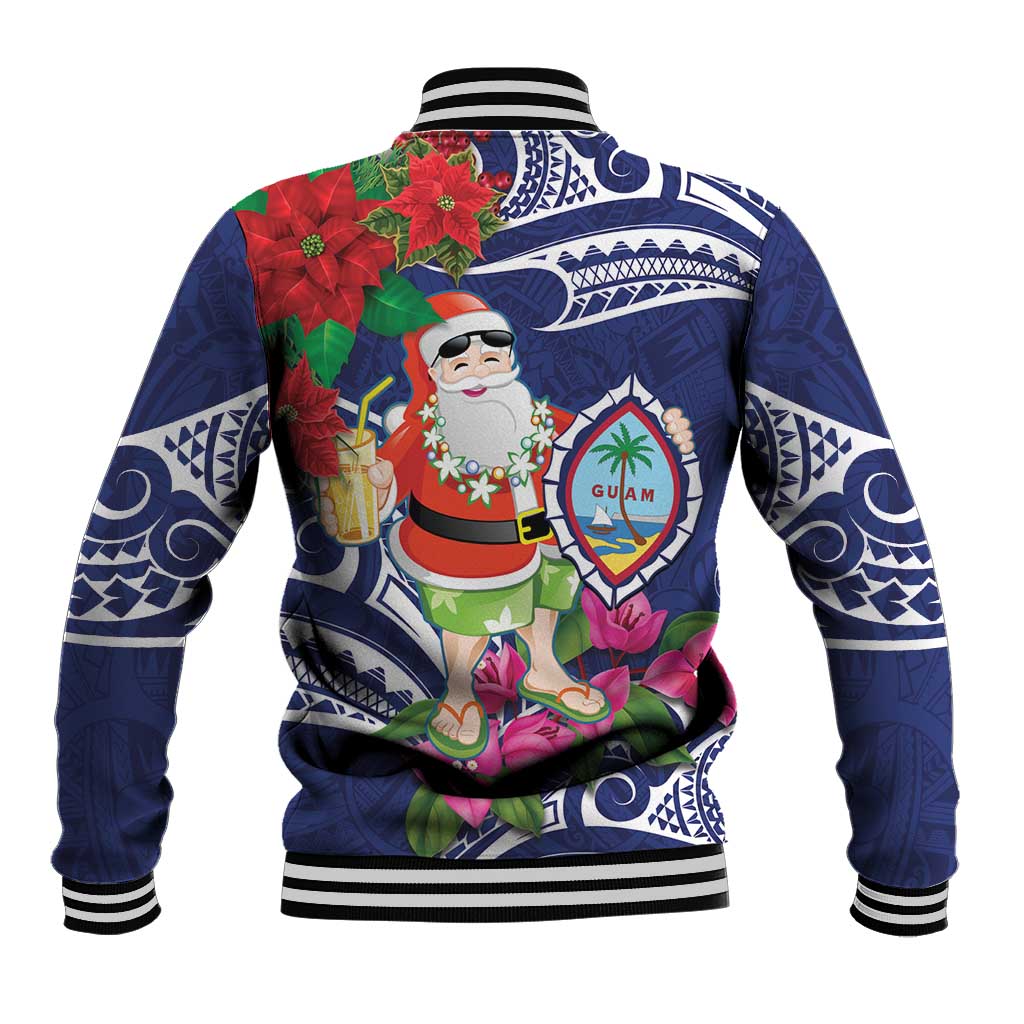 Guam Christmas Baseball Jacket Poinsettia With Bougainvillea - Felis Pasgua! LT14 - Polynesian Pride