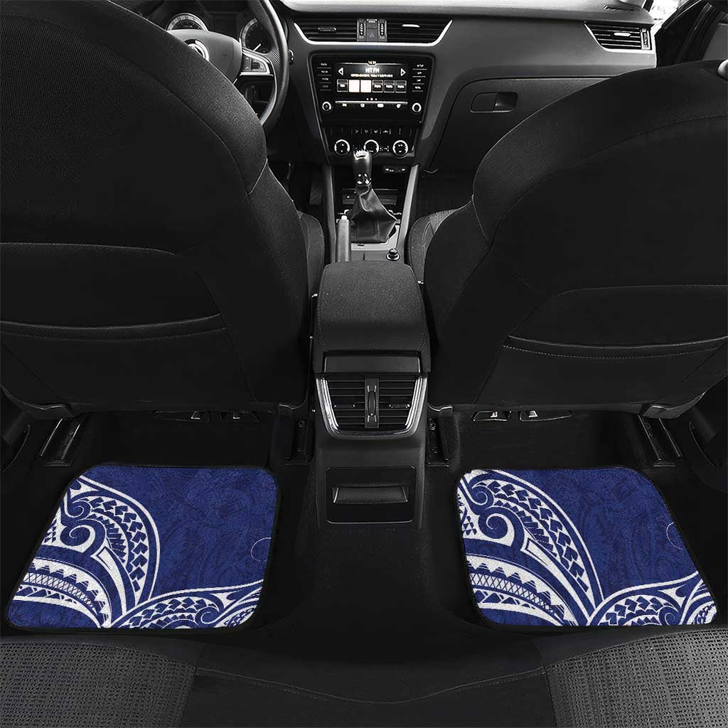 Guam Christmas Car Mats Poinsettia With Bougainvillea - Felis Pasgua! LT14 Set 2pcs - Back Blue - Polynesian Pride