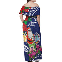 Guam Christmas Off Shoulder Maxi Dress Poinsettia With Bougainvillea - Felis Pasgua!