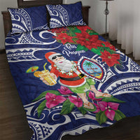 Guam Christmas Quilt Bed Set Poinsettia With Bougainvillea - Felis Pasgua! LT14 Blue - Polynesian Pride