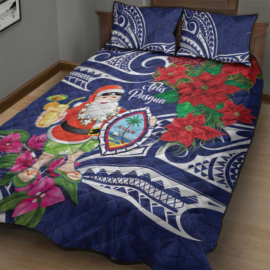 Guam Christmas Quilt Bed Set Poinsettia With Bougainvillea - Felis Pasgua! LT14 - Polynesian Pride