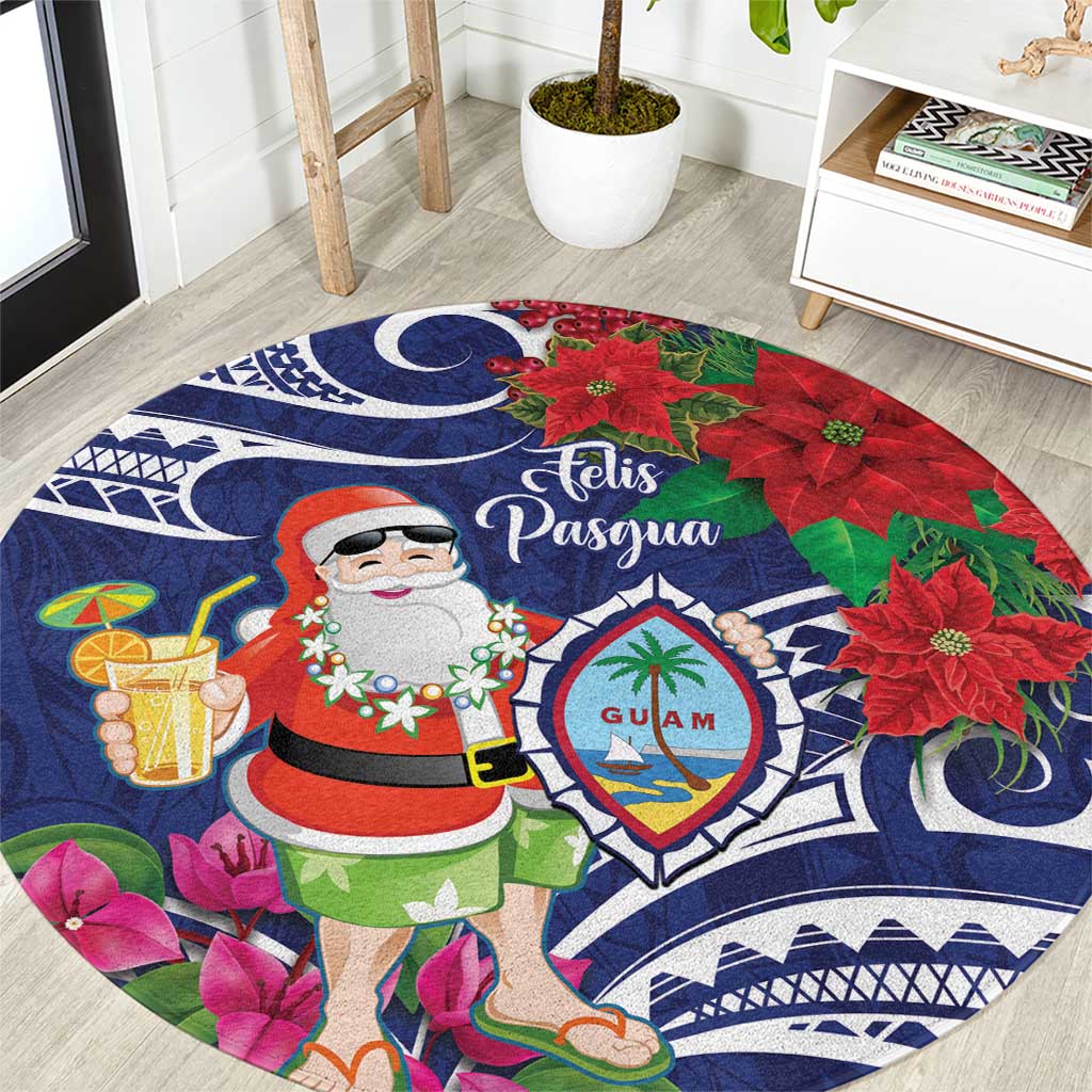 Guam Christmas Round Carpet Poinsettia With Bougainvillea - Felis Pasgua!