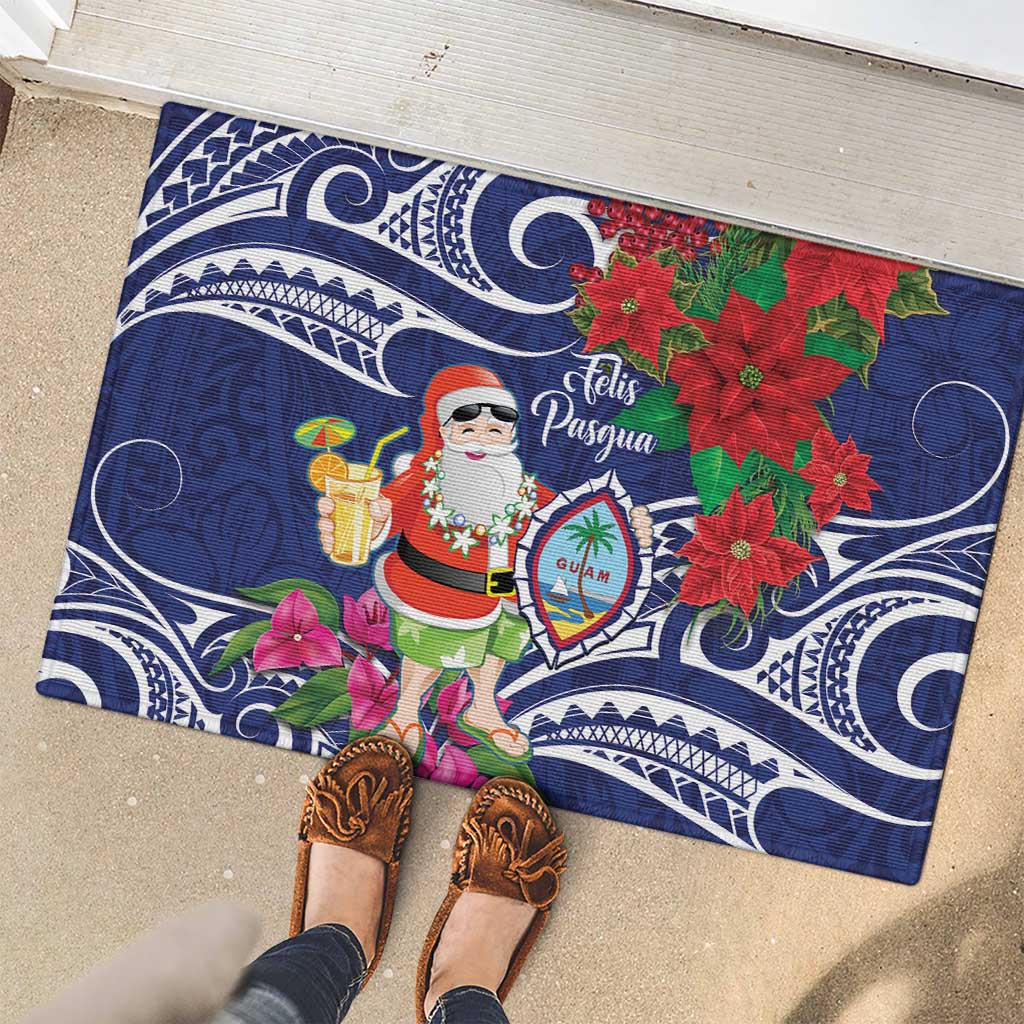 Guam Christmas Rubber Doormat Poinsettia With Bougainvillea - Felis Pasgua! LT14 - Polynesian Pride