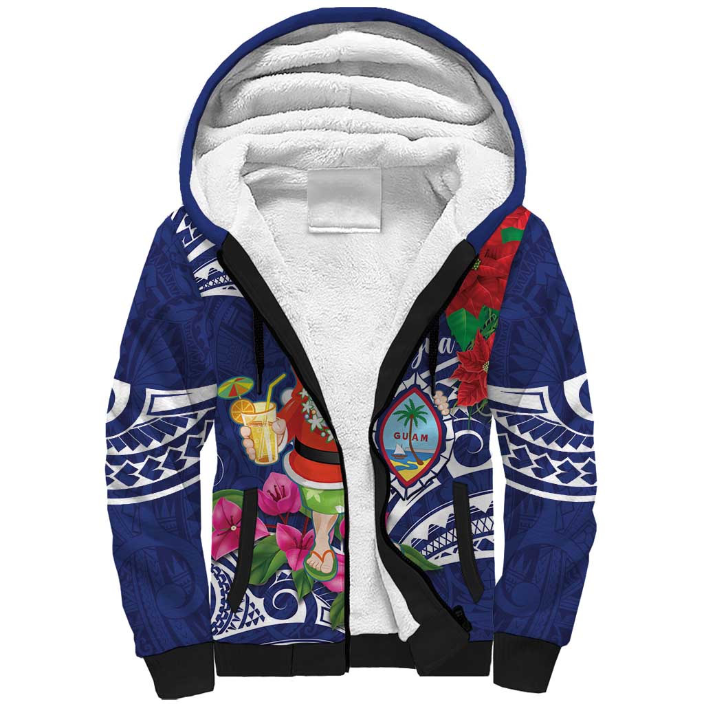 Guam Christmas Sherpa Hoodie Poinsettia With Bougainvillea - Felis Pasgua!