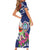 Guam Christmas Short Sleeve Bodycon Dress Poinsettia With Bougainvillea - Felis Pasgua!