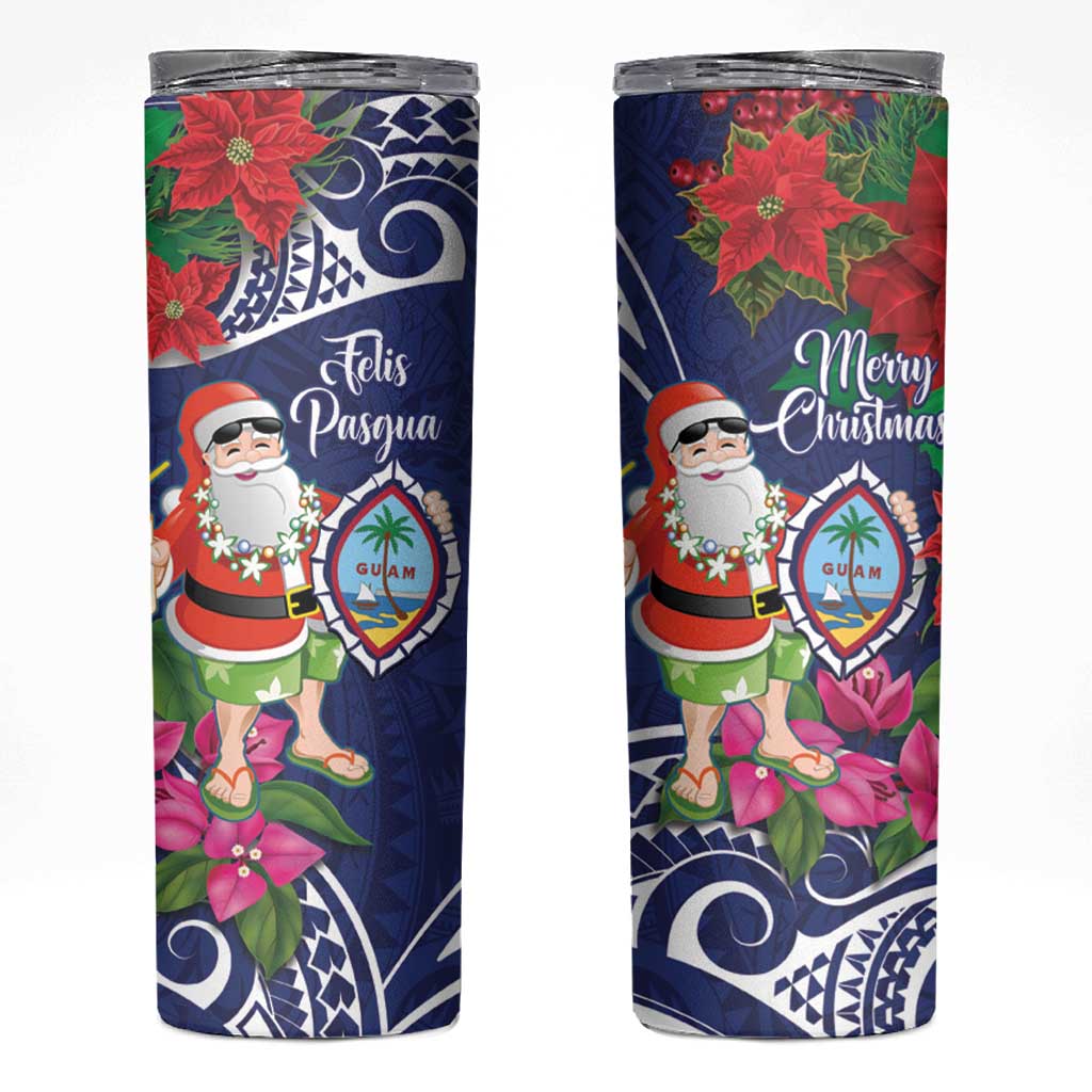 Guam Christmas Skinny Tumbler Poinsettia With Bougainvillea - Felis Pasgua!