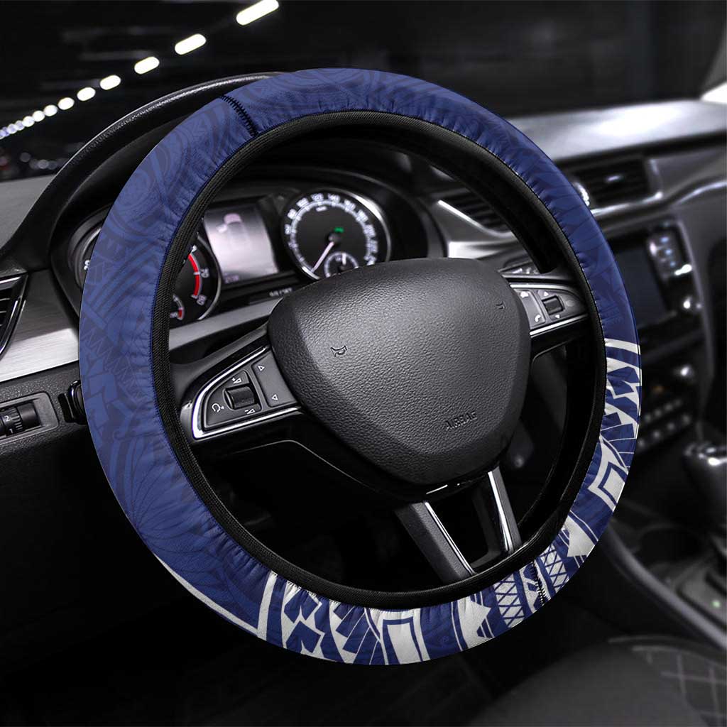Guam Christmas Steering Wheel Cover Poinsettia With Bougainvillea - Felis Pasgua! LT14 Universal Fit Blue - Polynesian Pride