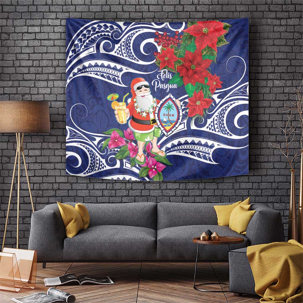 Guam Christmas Tapestry Poinsettia With Bougainvillea - Felis Pasgua!