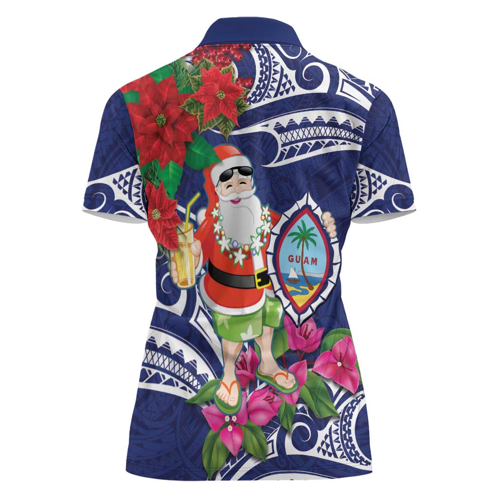 Guam Christmas Women Polo Shirt Poinsettia With Bougainvillea - Felis Pasgua!