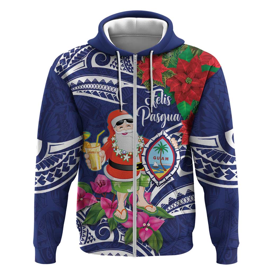 Guam Christmas Zip Hoodie Poinsettia With Bougainvillea - Felis Pasgua!