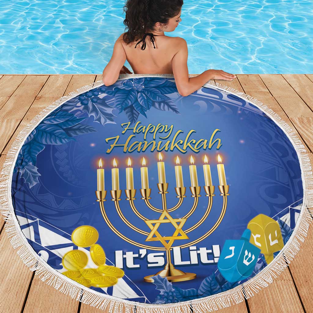 Hanukkah Jewish Festival Beach Blanket It's Lit - Polynesian Pattern LT14 - Polynesian Pride