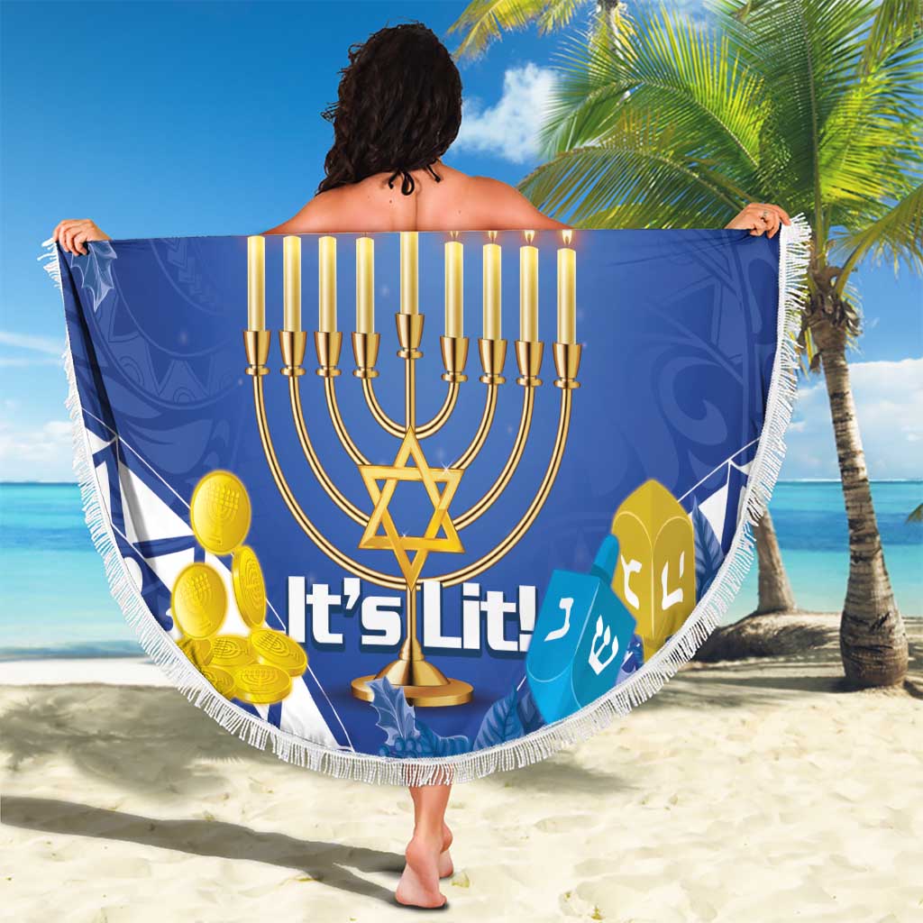 Hanukkah Jewish Festival Beach Blanket It's Lit - Polynesian Pattern LT14 - Polynesian Pride