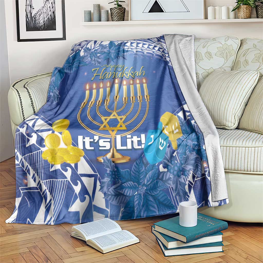 Hanukkah Jewish Festival Blanket It's Lit - Polynesian Pattern LT14 Blue - Polynesian Pride