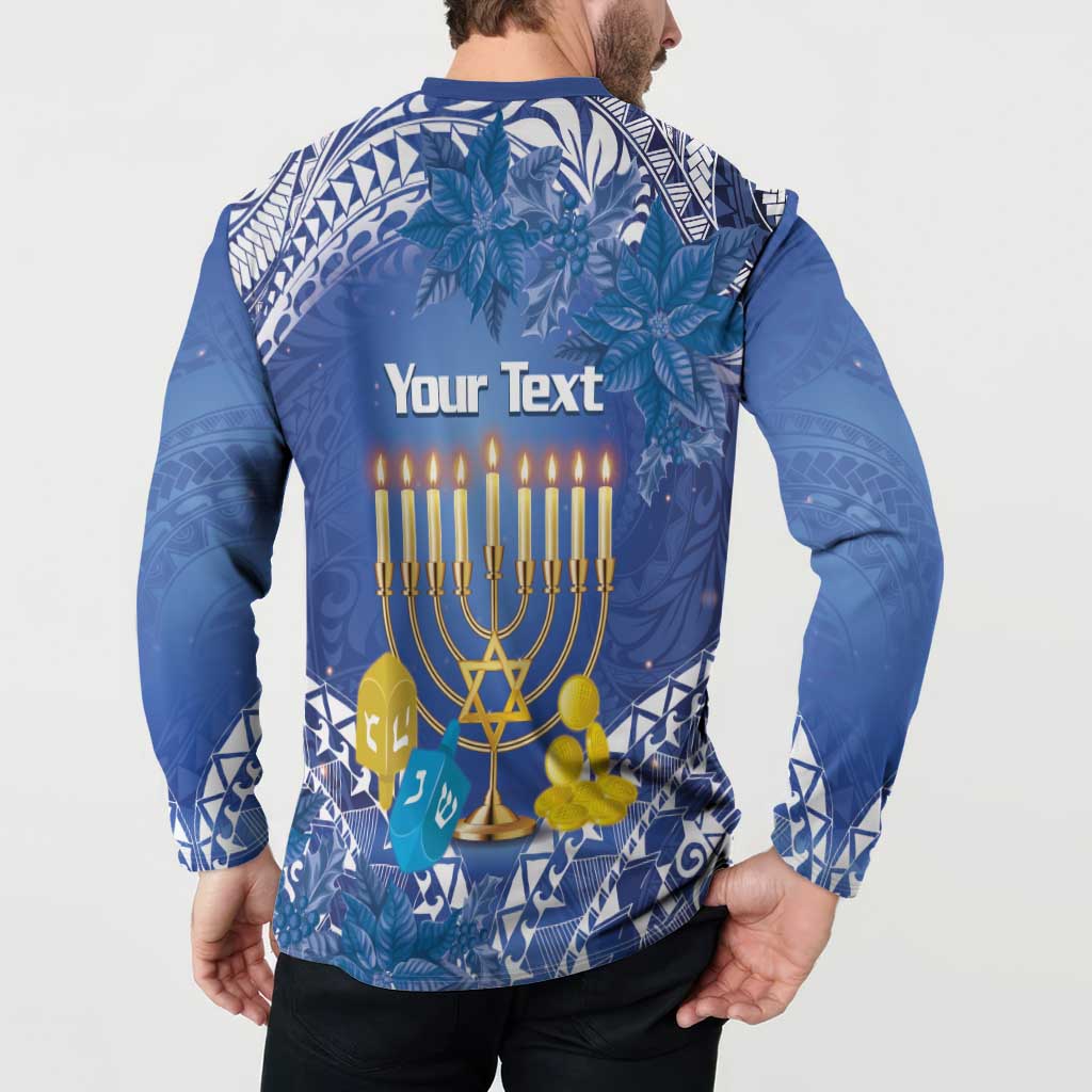Personalised Hanukkah Jewish Festival Button Sweatshirt It's Lit - Polynesian Pattern LT14 - Polynesian Pride