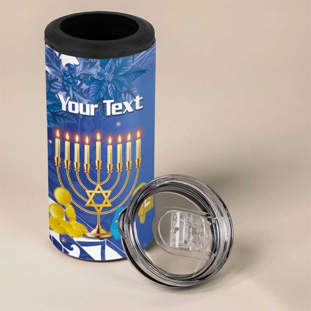 Personalised Hanukkah Jewish Festival 4 in 1 Can Cooler Tumbler It's Lit - Polynesian Pattern
