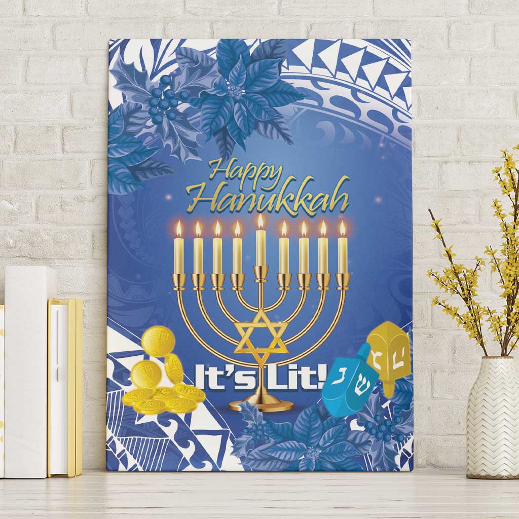 Hanukkah Jewish Festival Canvas Wall Art It's Lit - Polynesian Pattern LT14 Without Frame Blue - Polynesian Pride