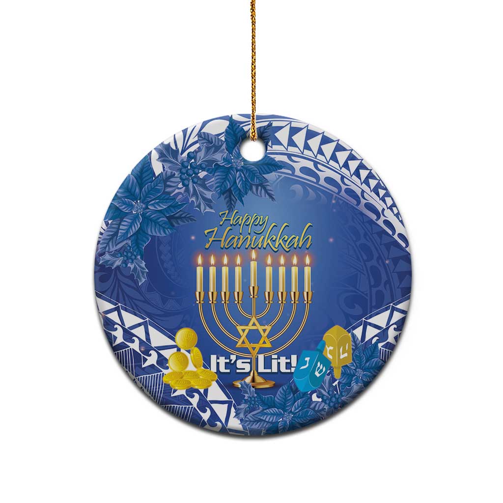 Hanukkah Jewish Festival Ceramic Ornament It's Lit - Polynesian Pattern LT14 - Polynesian Pride