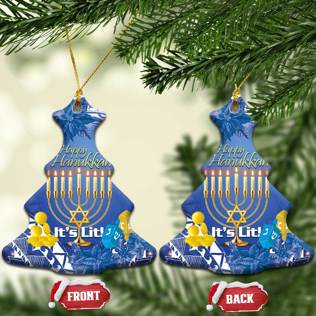 Hanukkah Jewish Festival Ceramic Ornament It's Lit - Polynesian Pattern LT14 Christmas Tree Blue - Polynesian Pride