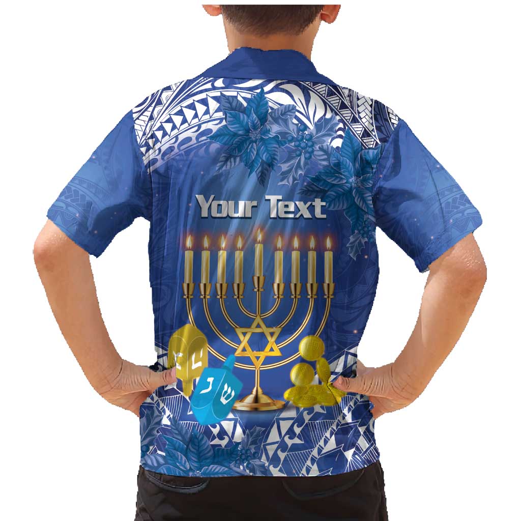 Personalised Hanukkah Jewish Festival Family Matching Mermaid Dress and Hawaiian Shirt It's Lit - Polynesian Pattern