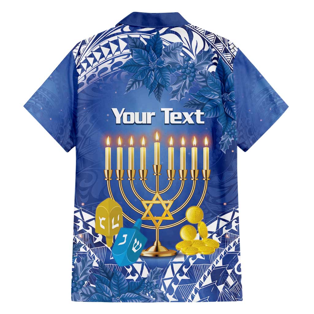 Personalised Hanukkah Jewish Festival Family Matching Off Shoulder Short Dress and Hawaiian Shirt It's Lit - Polynesian Pattern