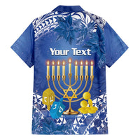Personalised Hanukkah Jewish Festival Family Matching Short Sleeve Bodycon Dress and Hawaiian Shirt It's Lit - Polynesian Pattern