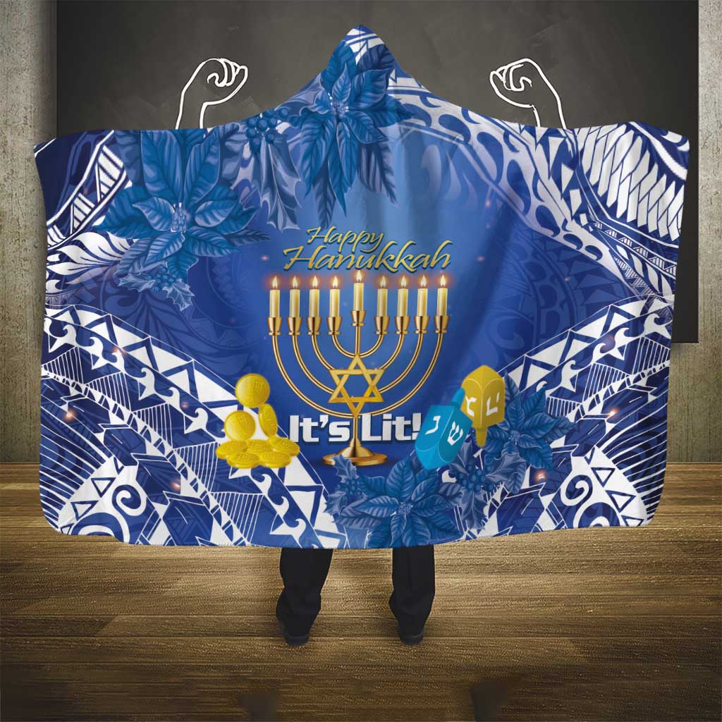 Hanukkah Jewish Festival Hooded Blanket It's Lit - Polynesian Pattern LT14 - Polynesian Pride