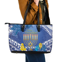 Hanukkah Jewish Festival Leather Tote Bag It's Lit - Polynesian Pattern LT14 - Polynesian Pride