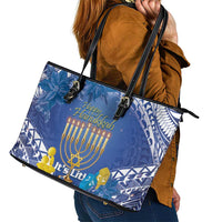 Hanukkah Jewish Festival Leather Tote Bag It's Lit - Polynesian Pattern LT14 - Polynesian Pride