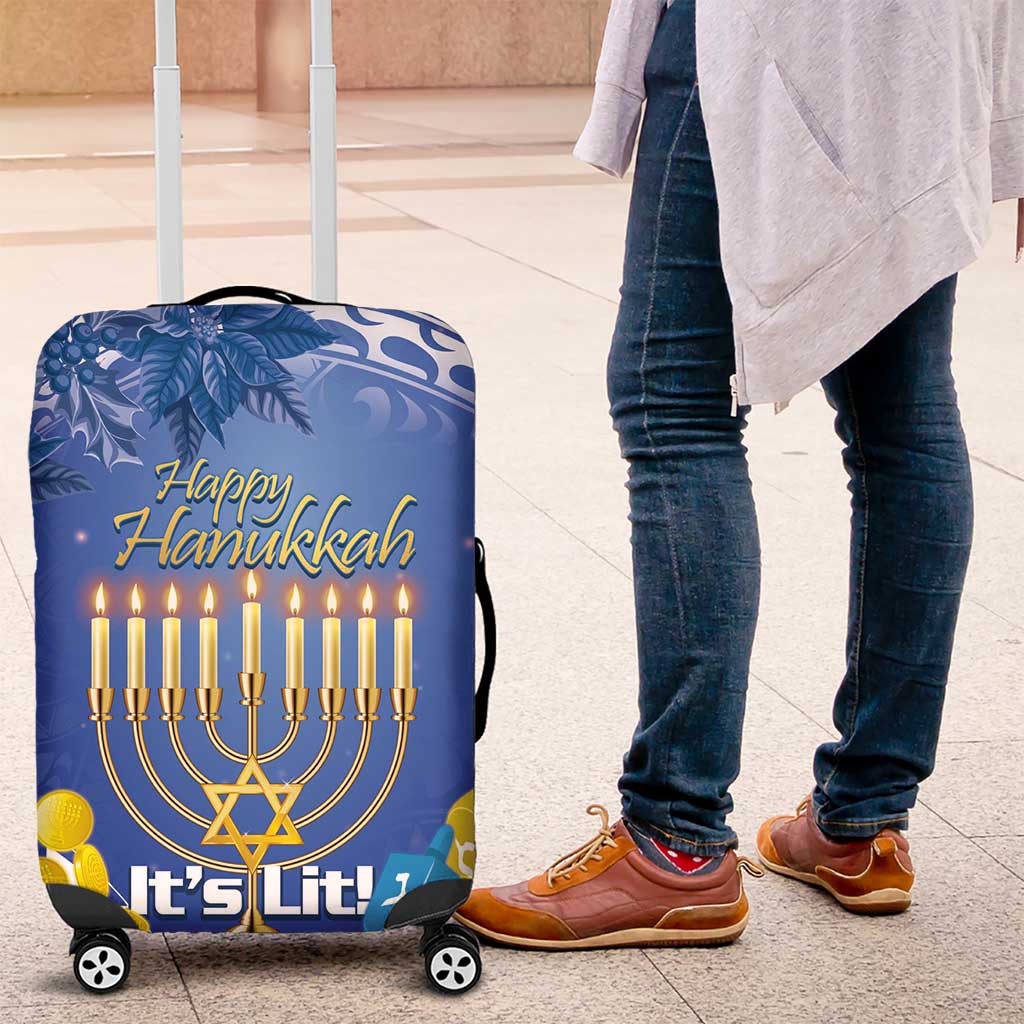 Hanukkah Jewish Festival Luggage Cover It's Lit - Polynesian Pattern