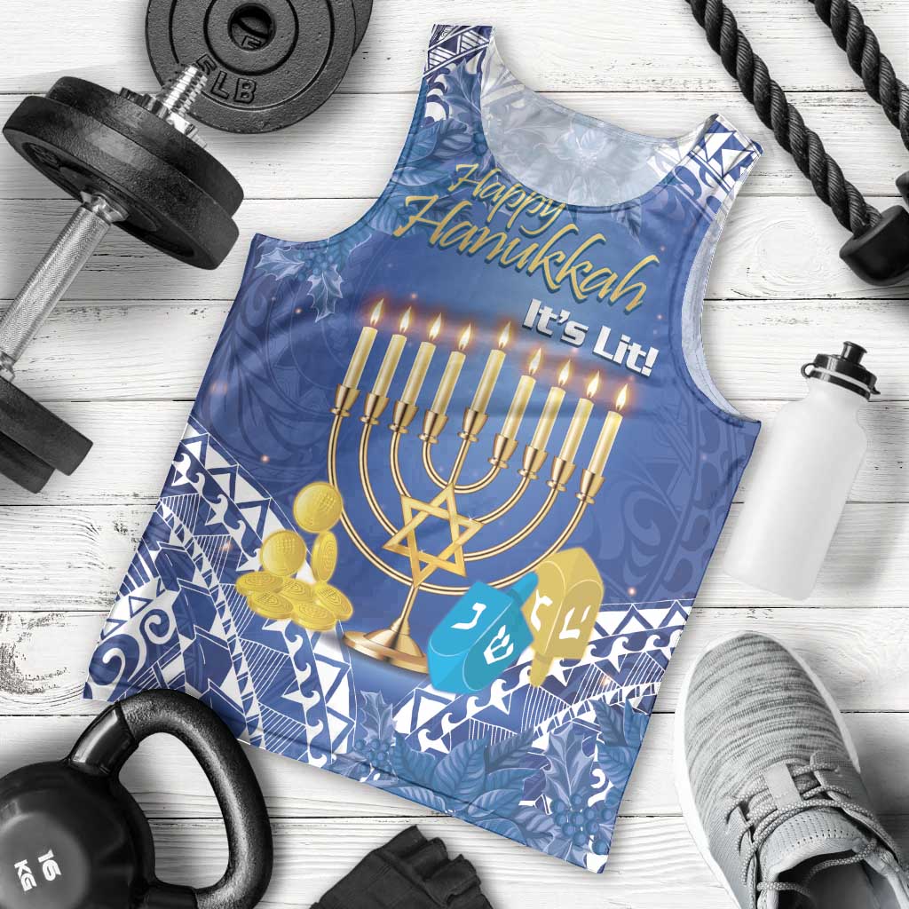 Personalised Hanukkah Jewish Festival Men Tank Top It's Lit - Polynesian Pattern LT14 - Polynesian Pride