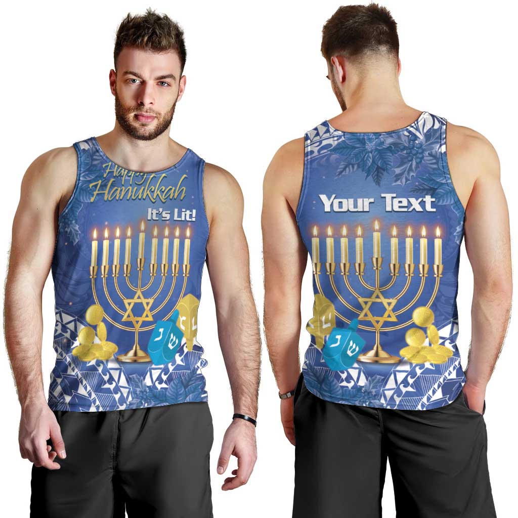 Personalised Hanukkah Jewish Festival Men Tank Top It's Lit - Polynesian Pattern LT14 - Polynesian Pride