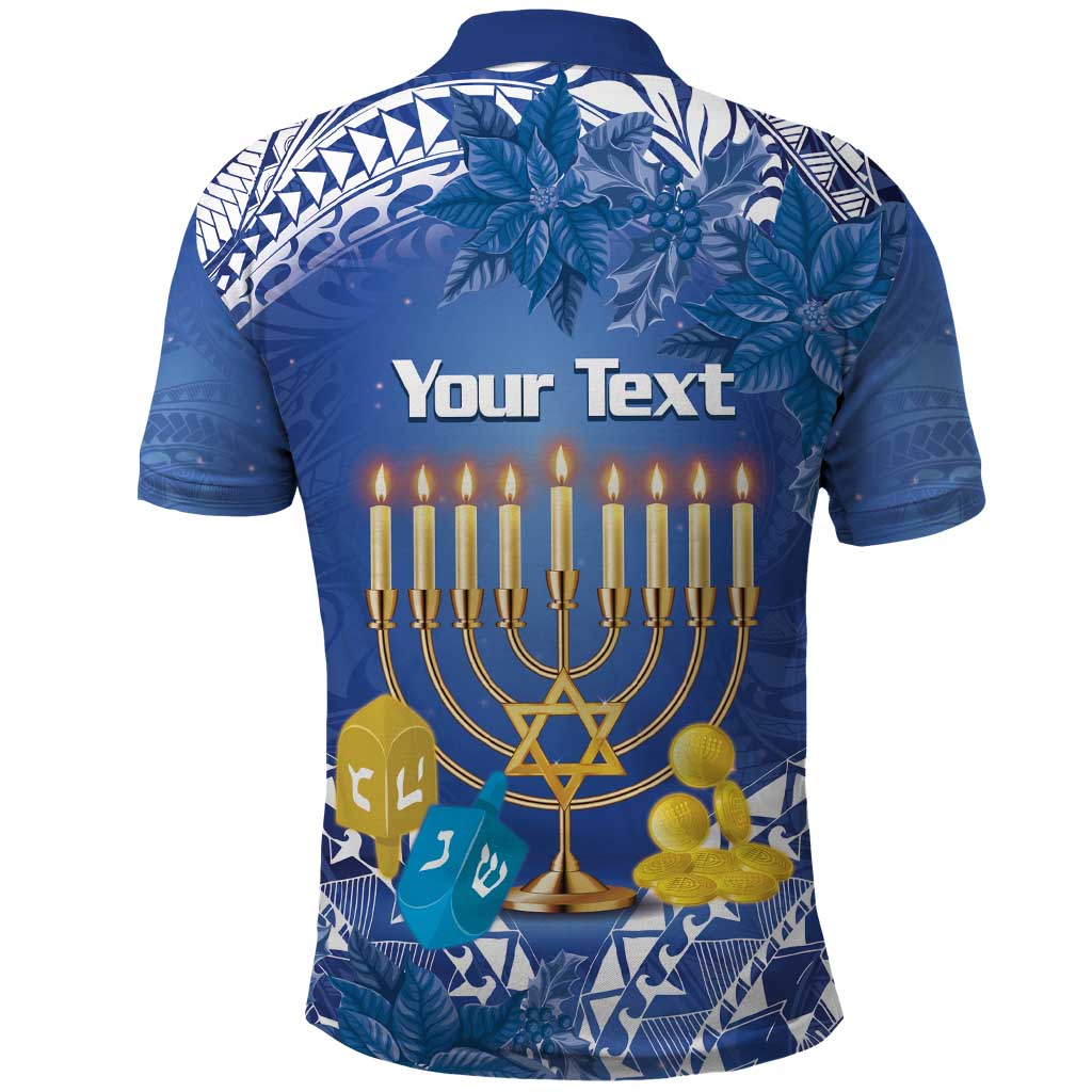 Personalised Hanukkah Jewish Festival Polo Shirt It's Lit - Polynesian Pattern