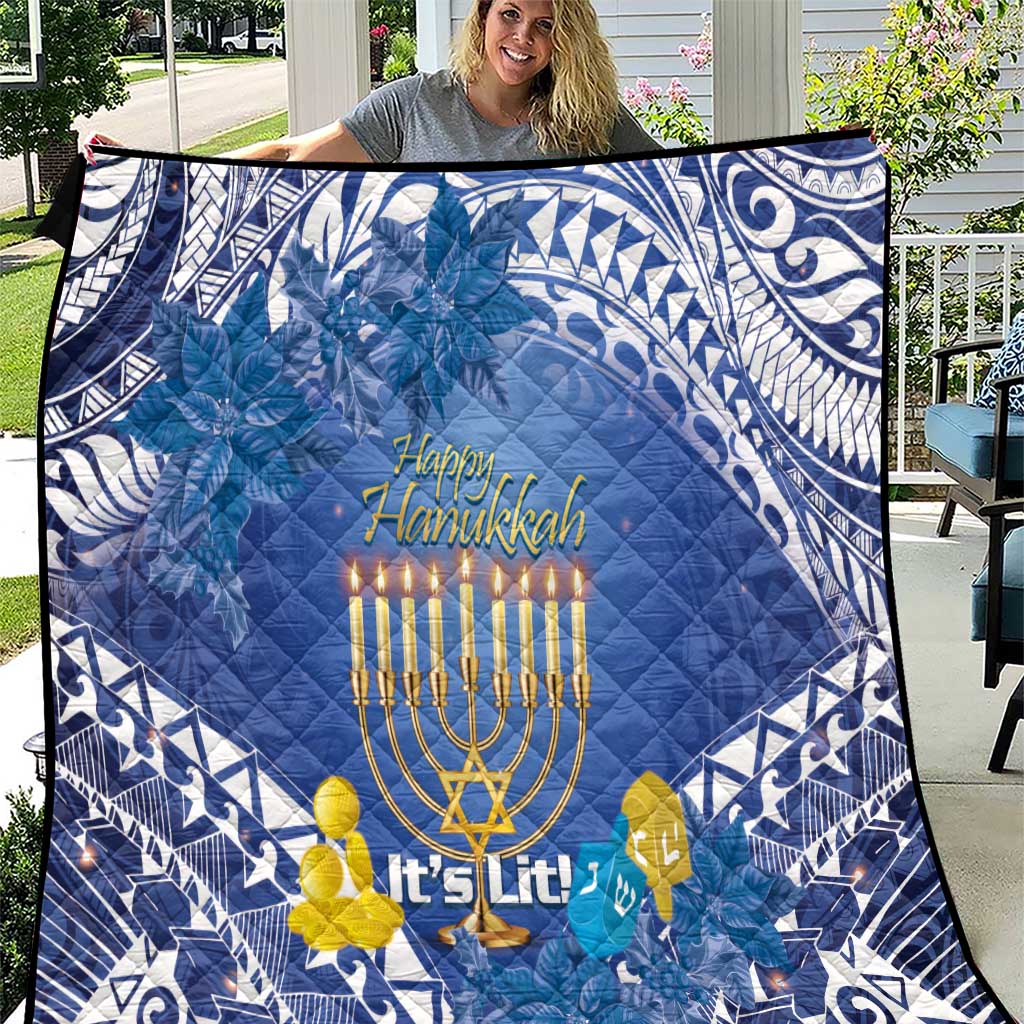 Hanukkah Jewish Festival Quilt It's Lit - Polynesian Pattern