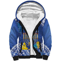 Personalised Hanukkah Jewish Festival Sherpa Hoodie It's Lit - Polynesian Pattern LT14 Unisex Blue - Polynesian Pride