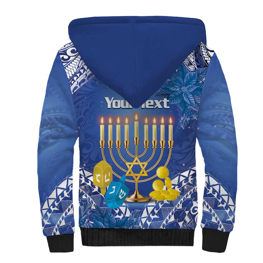 Personalised Hanukkah Jewish Festival Sherpa Hoodie It's Lit - Polynesian Pattern LT14 - Polynesian Pride