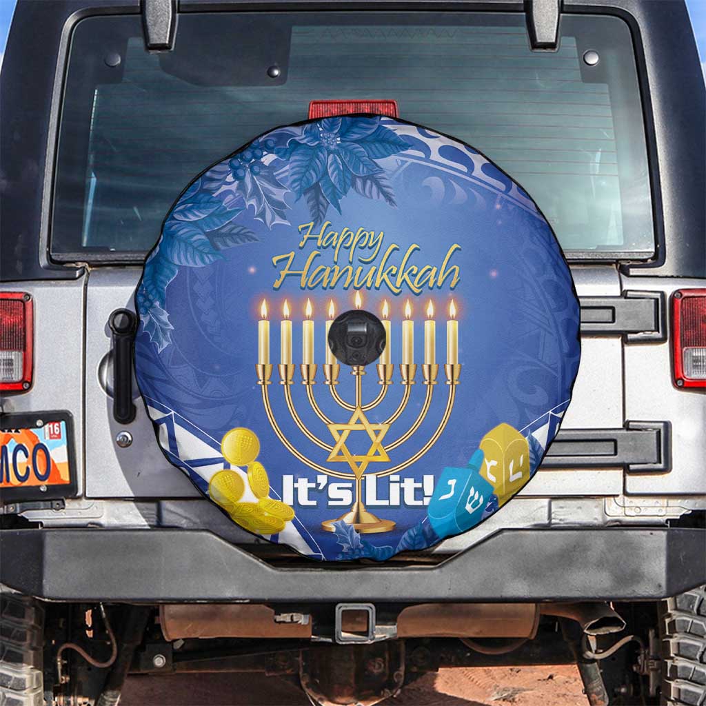 Hanukkah Jewish Festival Spare Tire Cover It's Lit - Polynesian Pattern