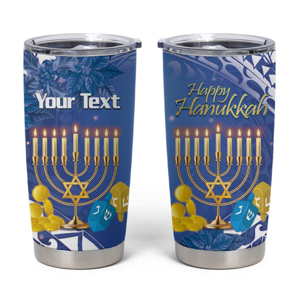 Personalised Hanukkah Jewish Festival Tumbler Cup It's Lit - Polynesian Pattern LT14 Blue - Polynesian Pride