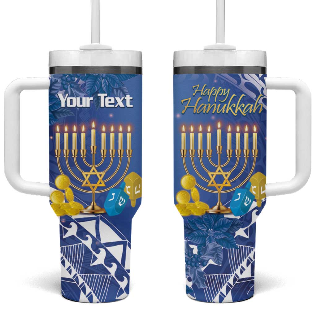 Personalised Hanukkah Jewish Festival Tumbler With Handle It's Lit - Polynesian Pattern