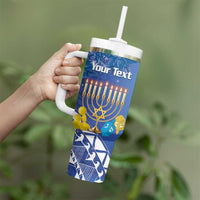 Personalised Hanukkah Jewish Festival Tumbler With Handle It's Lit - Polynesian Pattern LT14 - Polynesian Pride