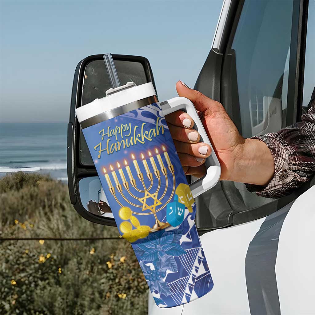 Personalised Hanukkah Jewish Festival Tumbler With Handle It's Lit - Polynesian Pattern LT14 - Polynesian Pride