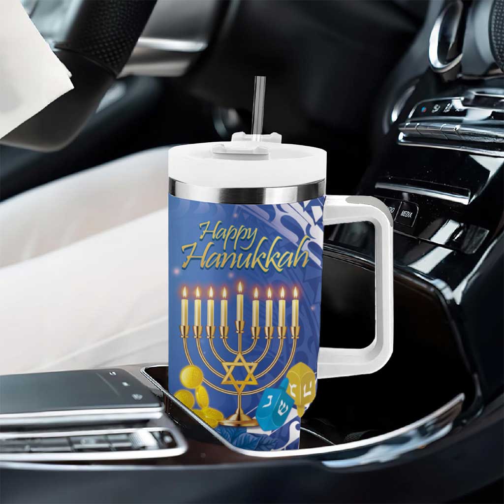 Personalised Hanukkah Jewish Festival Tumbler With Handle It's Lit - Polynesian Pattern LT14 - Polynesian Pride