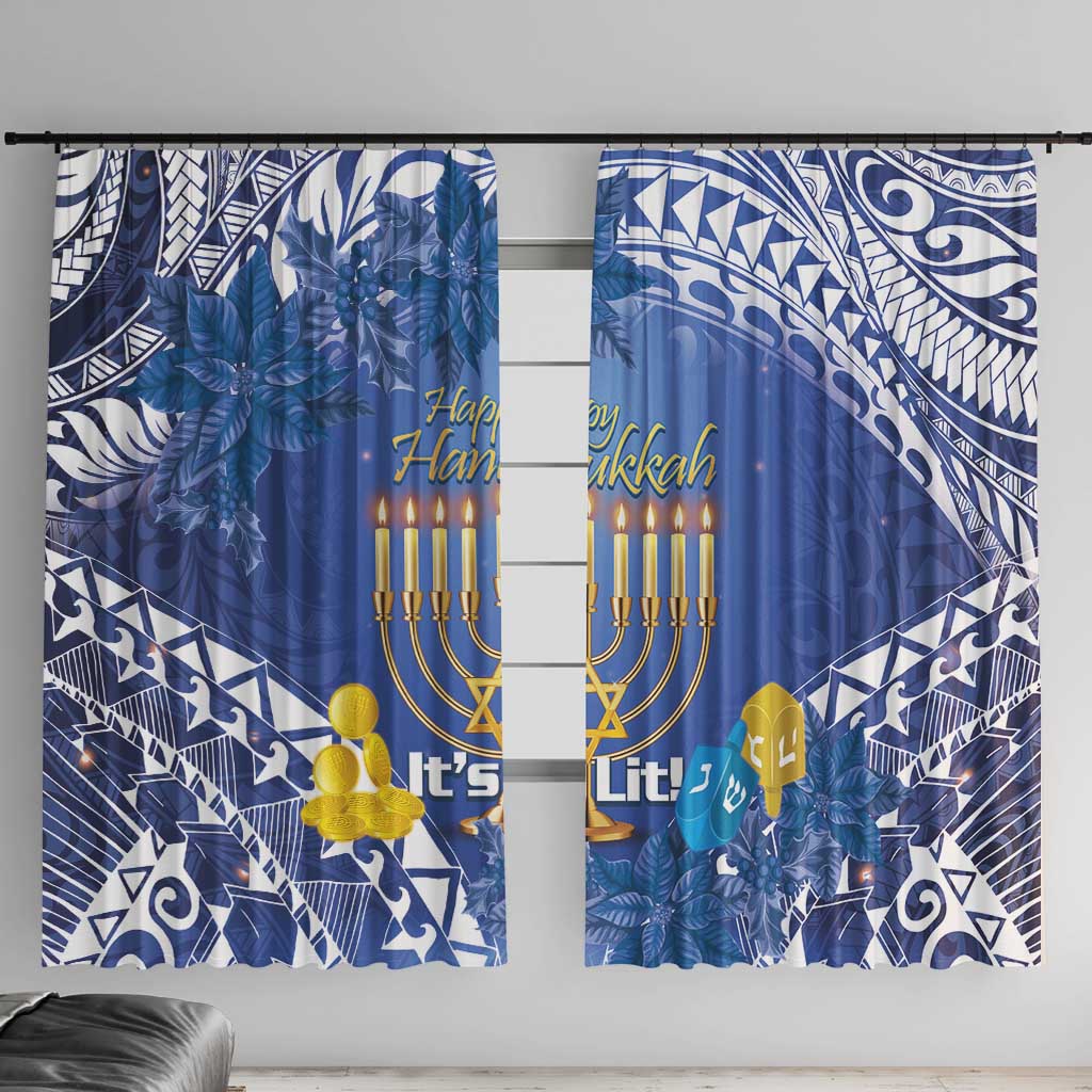 Hanukkah Jewish Festival Window Curtain It's Lit - Polynesian Pattern