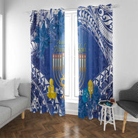 Hanukkah Jewish Festival Window Curtain It's Lit - Polynesian Pattern LT14 With Grommets Blue - Polynesian Pride