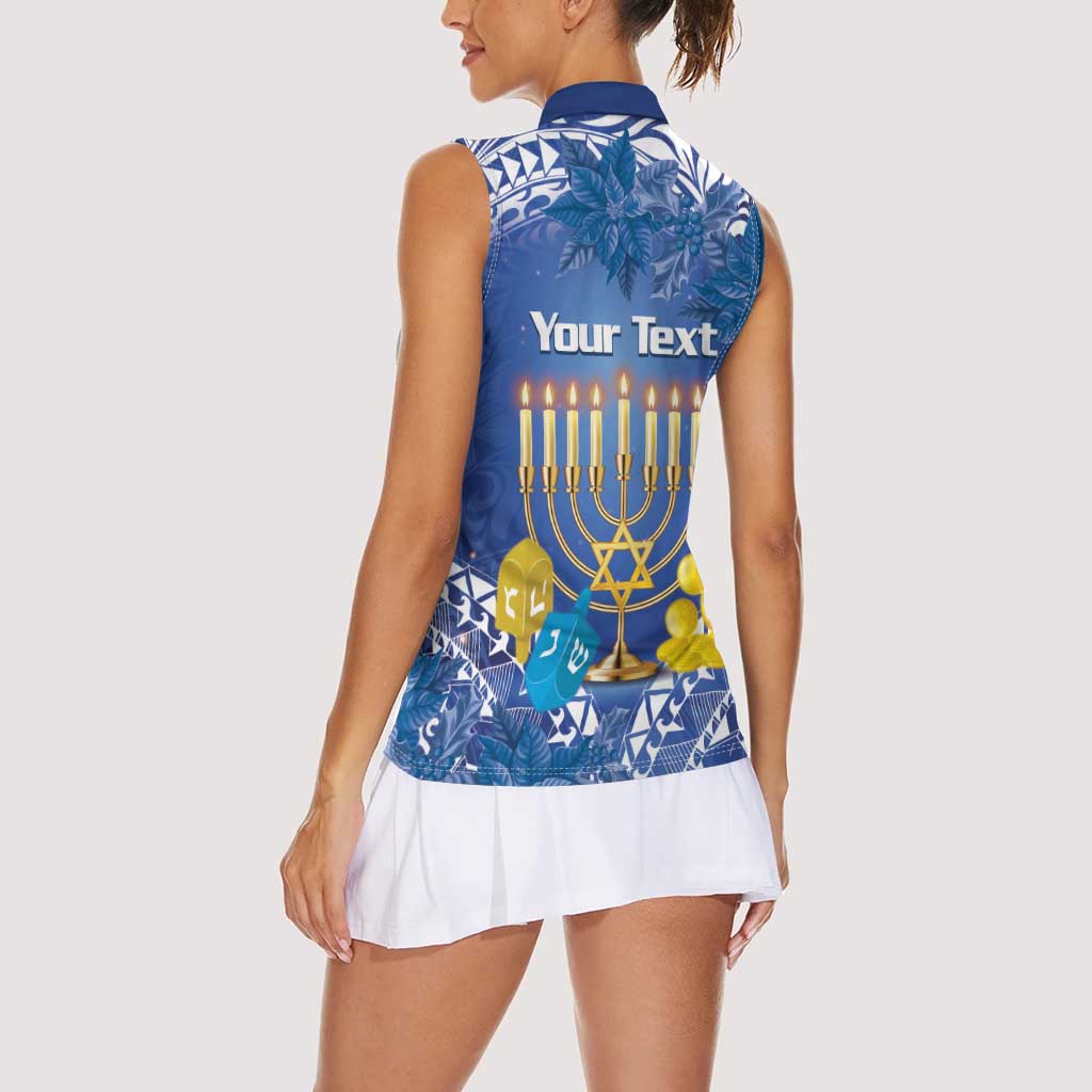 Personalised Hanukkah Jewish Festival Women Sleeveless Polo Shirt It's Lit - Polynesian Pattern LT14 - Polynesian Pride